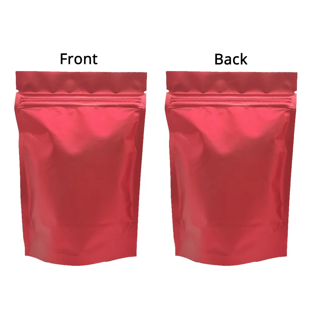 100pcs Matte Red Heat Seal Zipper Lock Doypack Mositure Waterproof Tea Coffee Food Packaging Aluminum Foil  Stand Up Pouch Bags