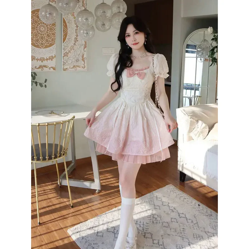 Sexy lolita roupas kawaii fada princesa elegante vestido feminino vintage coreano y2k meninas doce vestido de verão carnaval festa outfit