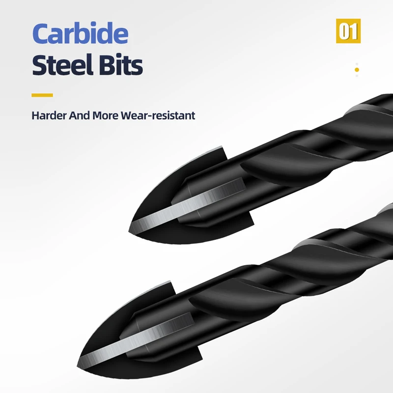 Brocas hexagonales cruzadas de 3, 4, 5, 6, 8, 10 y 12mm para abridor de agujeros de azulejos de cerámica y hormigón, juego de brocas de aleación