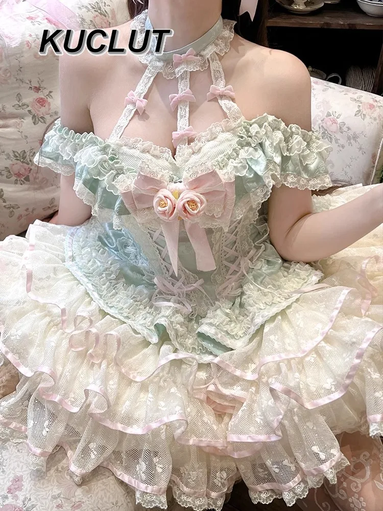 2025年新作 夏 レース ロマンチック スイート プリンセスドレス キュート ロリータスタイル ファッション ボールガウン レディース