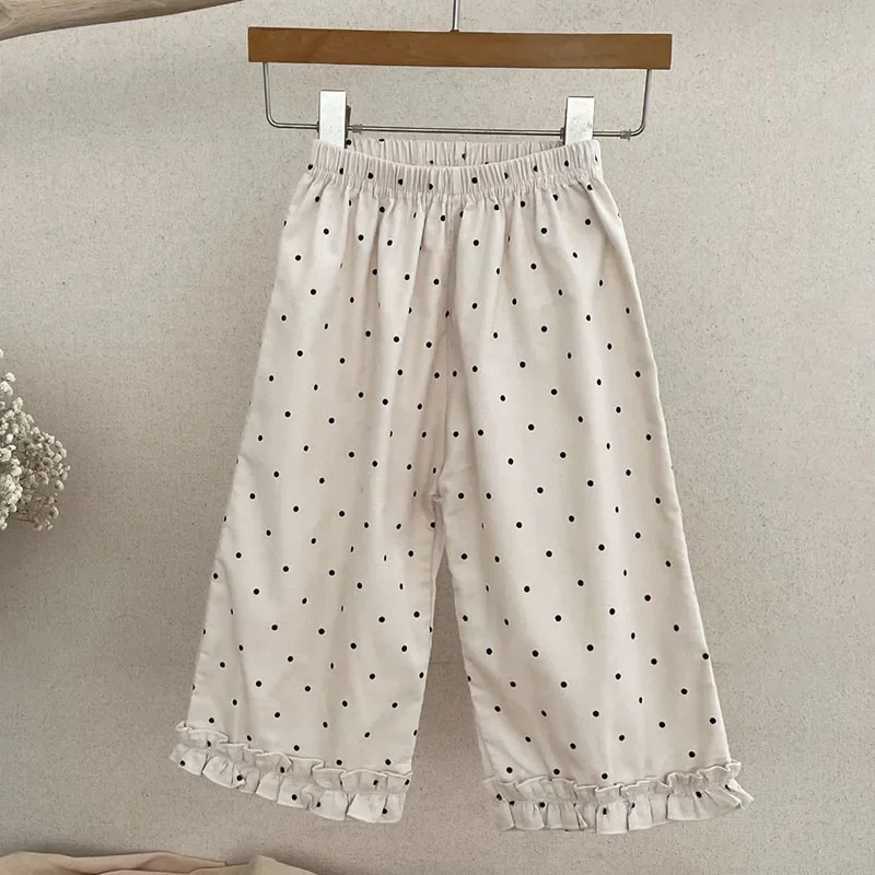 2025 New Spring Toddler Baby Girl Trousers Corduroy Polka Dot Print Newborn Baby Girls Pants Korean Style Children Clothes