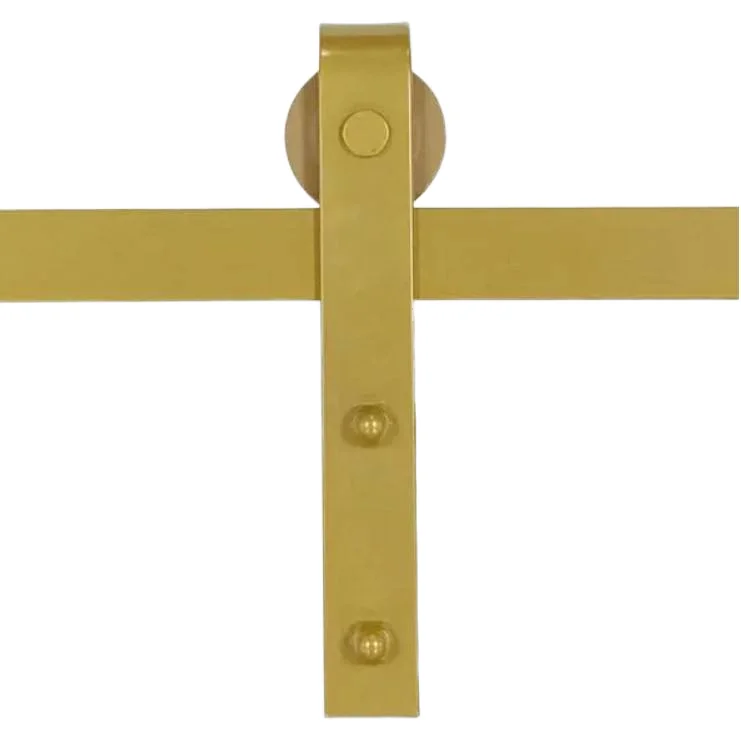 Golden Barn Door Hardware Kit Adjustable Length Sliding Fitting Brushed Brass Wooden Barn Door