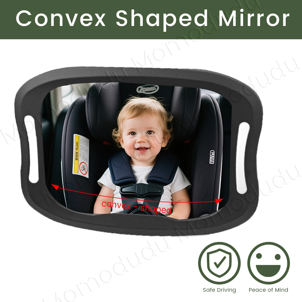 LED Baby Car Mirror with Remote Control Soft LED Light 360° Rotation Shatterproof Acrylic for Clear Viewing, Fits All Vehicles