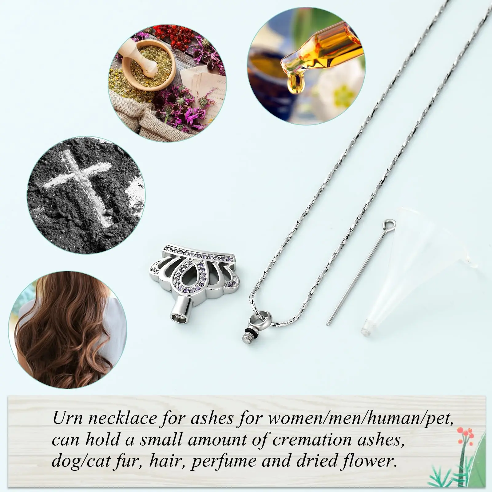 Cross Anchor Urn Necklace for Ashes Cremation Jewelry for Women Men Fish Hook Deer Antler Memorial Keepsake Pendant Ashes Holder