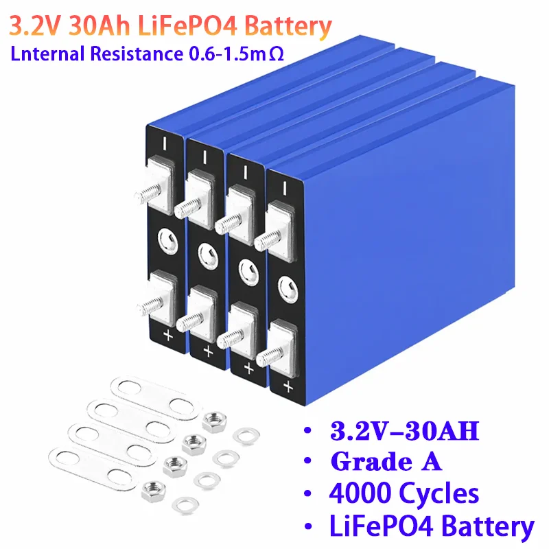 

3.2V 30Ah LiFePO4 Battery Lithium Iron Phosphate Deep Cycle Suitable for DIY 12V 24V 36V 48V Solar UPS Power Supply