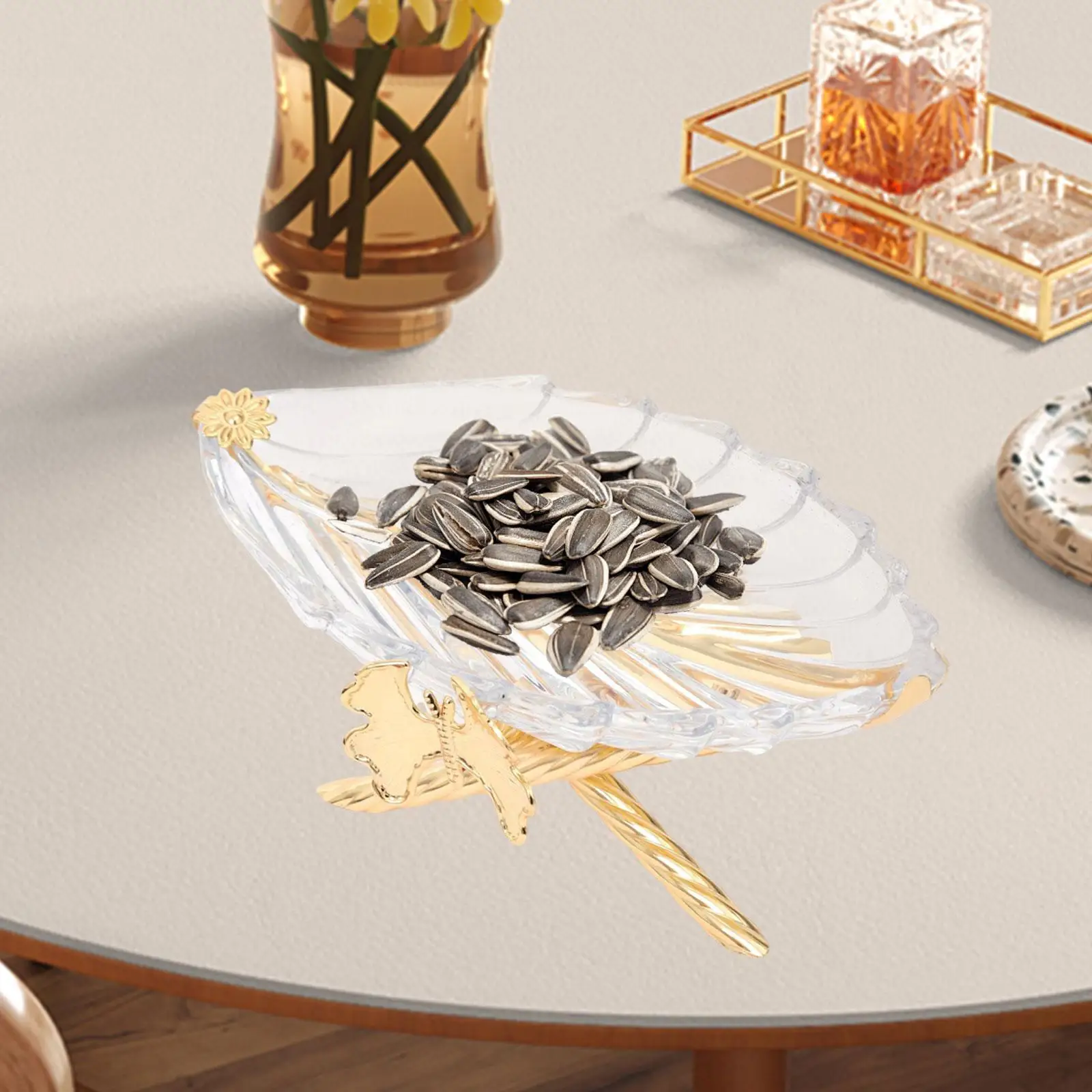 Ornamental Leaf Tray Sturdy Glass Iron Mini Tray for Reception Tray and Luxury Table Decor