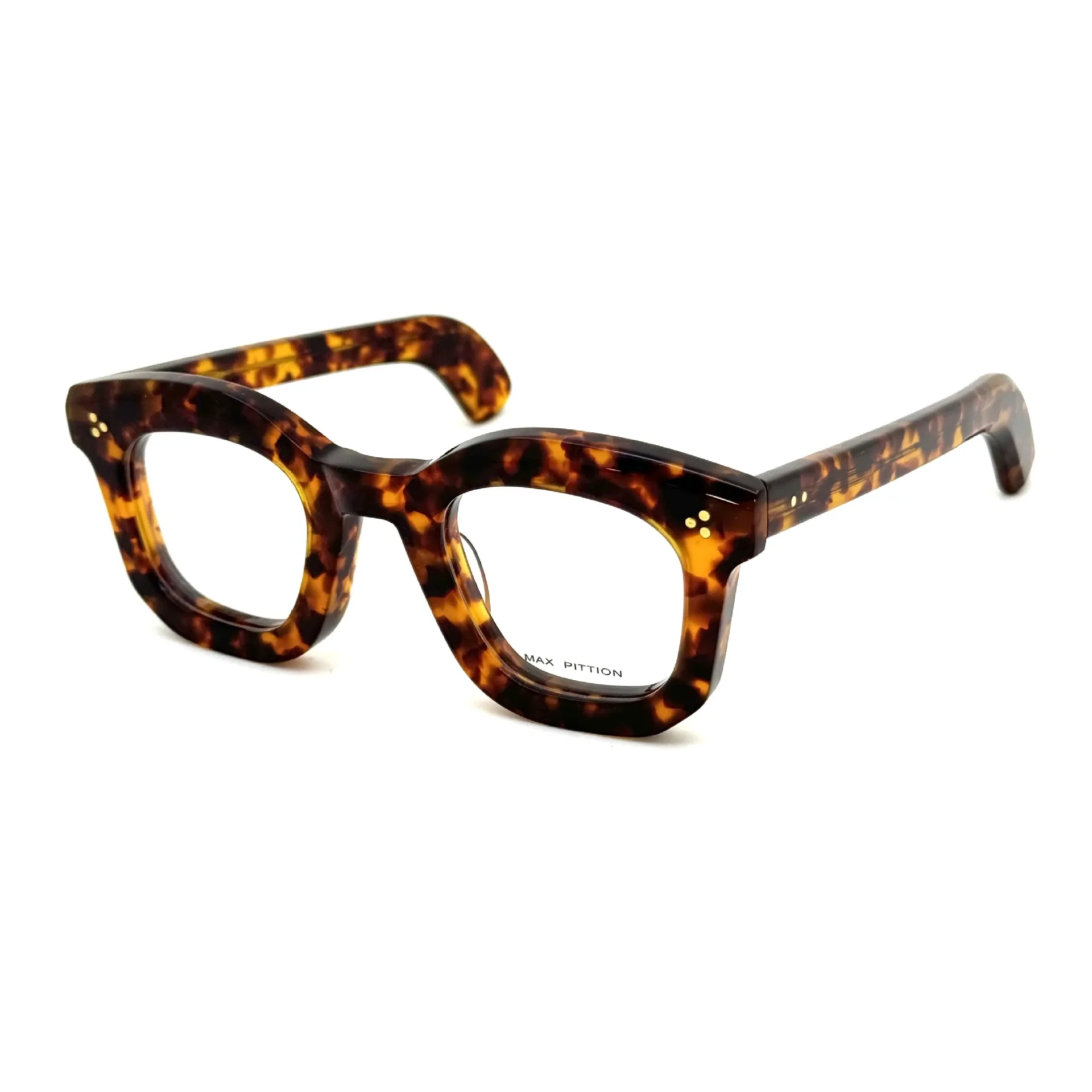 Premium Handmade Acetate Glasses Frame MAX PITTION, Classic Dark Tortoiseshell Eyewear, Heavy Duty Vintage Eye Glass Frames with