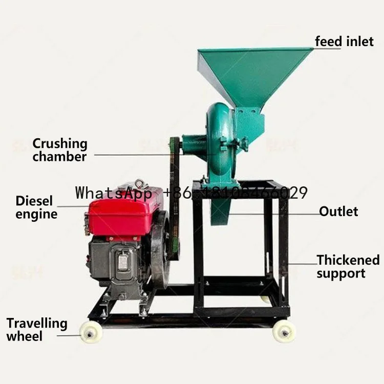 280 Diesel Engine Feed Grinder Corn Milling Machine Maize Flour Grain Wheat Crusher Machine