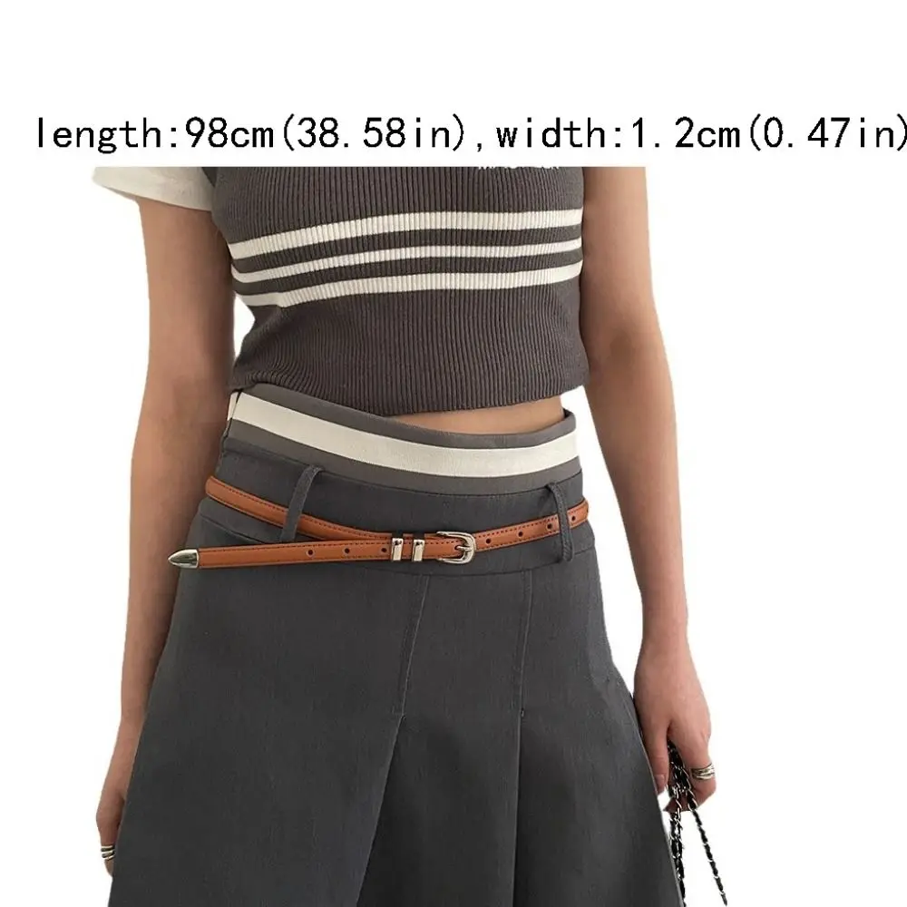 Cinturón ajustable informal para mujer, cinturón de cintura estilo coreano Harajuku Y2k de cuero Pu, pantalones vaqueros Retro, banda para la cintura para mujer