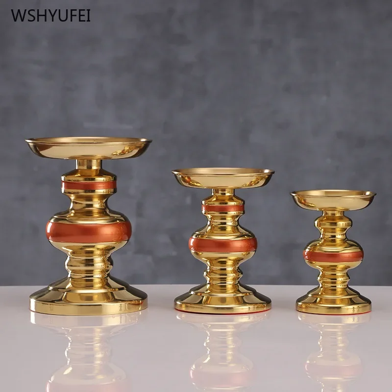 1 pc brass candlesticks  Buddhist Hall temple Law Society Sacrificial supplies pray for auspiciousness Feng Shui Accessories