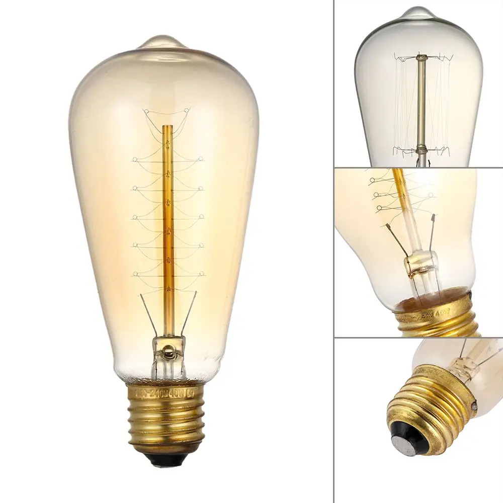 40w bola brilhante luz decoração antigo filamento incandescente edison lâmpada vintage retro lâmpada de vidro