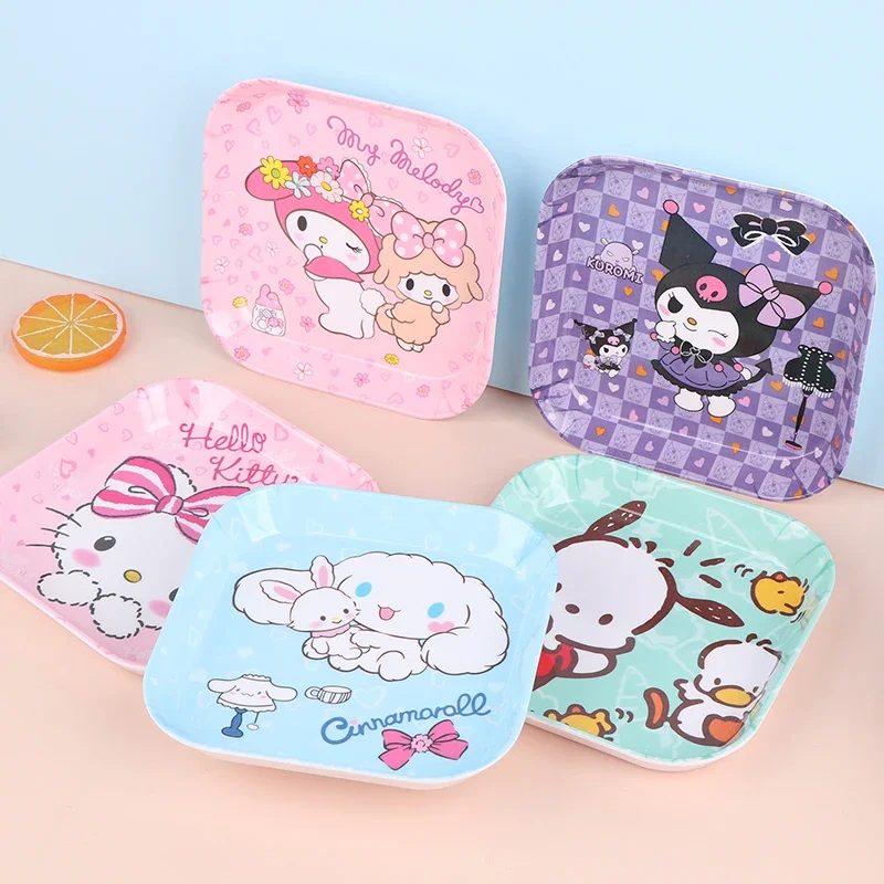 Kawaii Sanrio Hello Kitty Speiseteller Geschirr Cinnamoroll Kuromi My Melody Obstteller Kuchen Obstteller Snacks Tablett