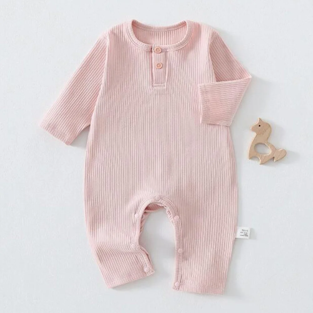 Baby Newborn Clothing Solid Color Cotton Baby Girl Romper Long Sleeve Spring Fall Winter Infant Boy Jumpsuits