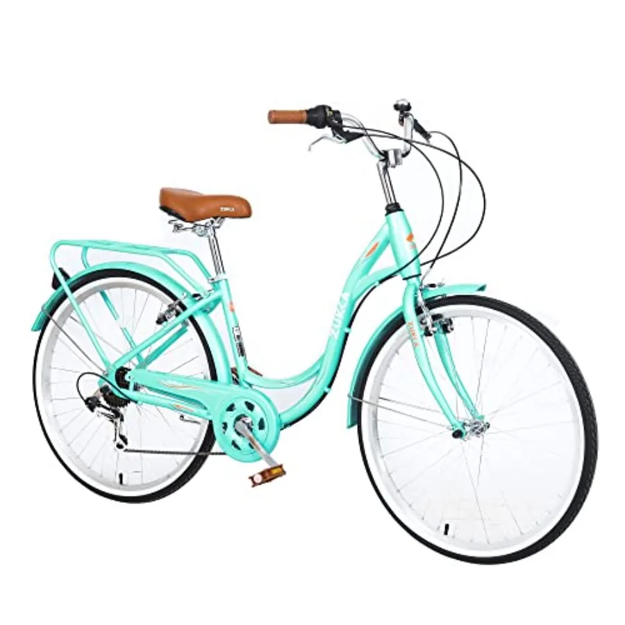 

Beach Cruiser Bike for Women 24/26 Inch Ladies Bike 7 Speed Complete Cruiser Bikes with Dual V-Brake and Adjustable Seat Adult