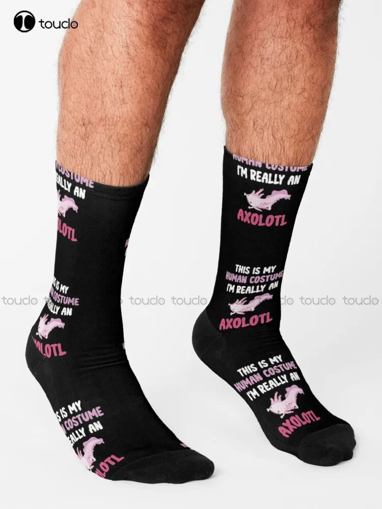 Funny Halloween This Is My Human Costume I'M Really An Axolotl Socks Halloween Socks Women Unisex Adult Teen Youth Socks Gift