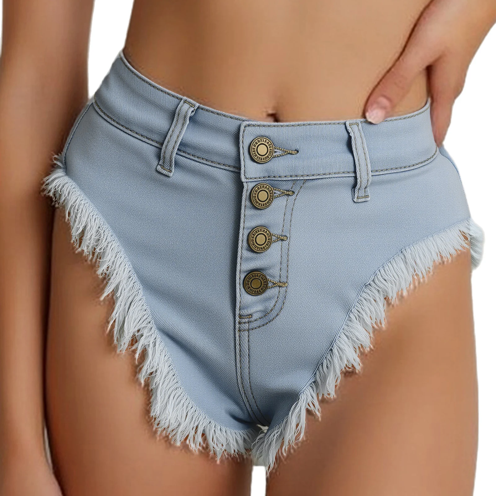 

Women Sexy Stylish Denim Hot Booty Short Ragged Edge Slim Fit Booty Chic Short Jeans Pants for Club Vacation Beach Daily Casual