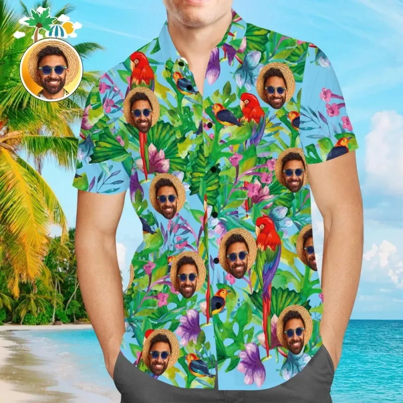 New Unisex Hawaiian Shirts Custom 3d Diy Print Button Up Shirt Short Sleeve Sleeve Funny Hawaii Shirt Tops Mens Designer Clothes