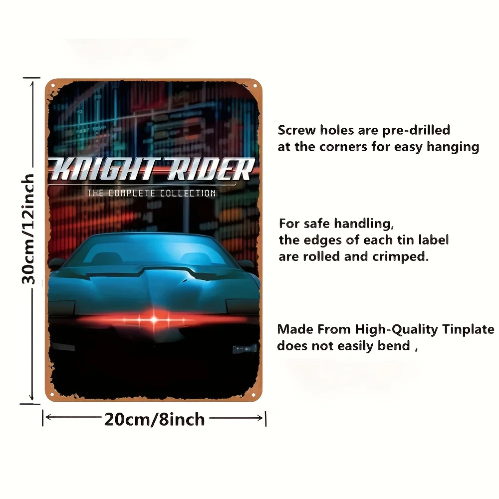 Knight Rider Metal Sign Art Set,  Tin Sign Wall Decor for Home, Bar, Music Club, Restaurant - Iron, Weather-Resistant, Pre-Dril