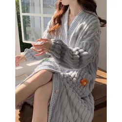 Coral Fleece Night Gown Female Sense of Advanced  Long Bathrobe Sweet Intensification Flannel Pyjamas for Girls Loungewear Sexy