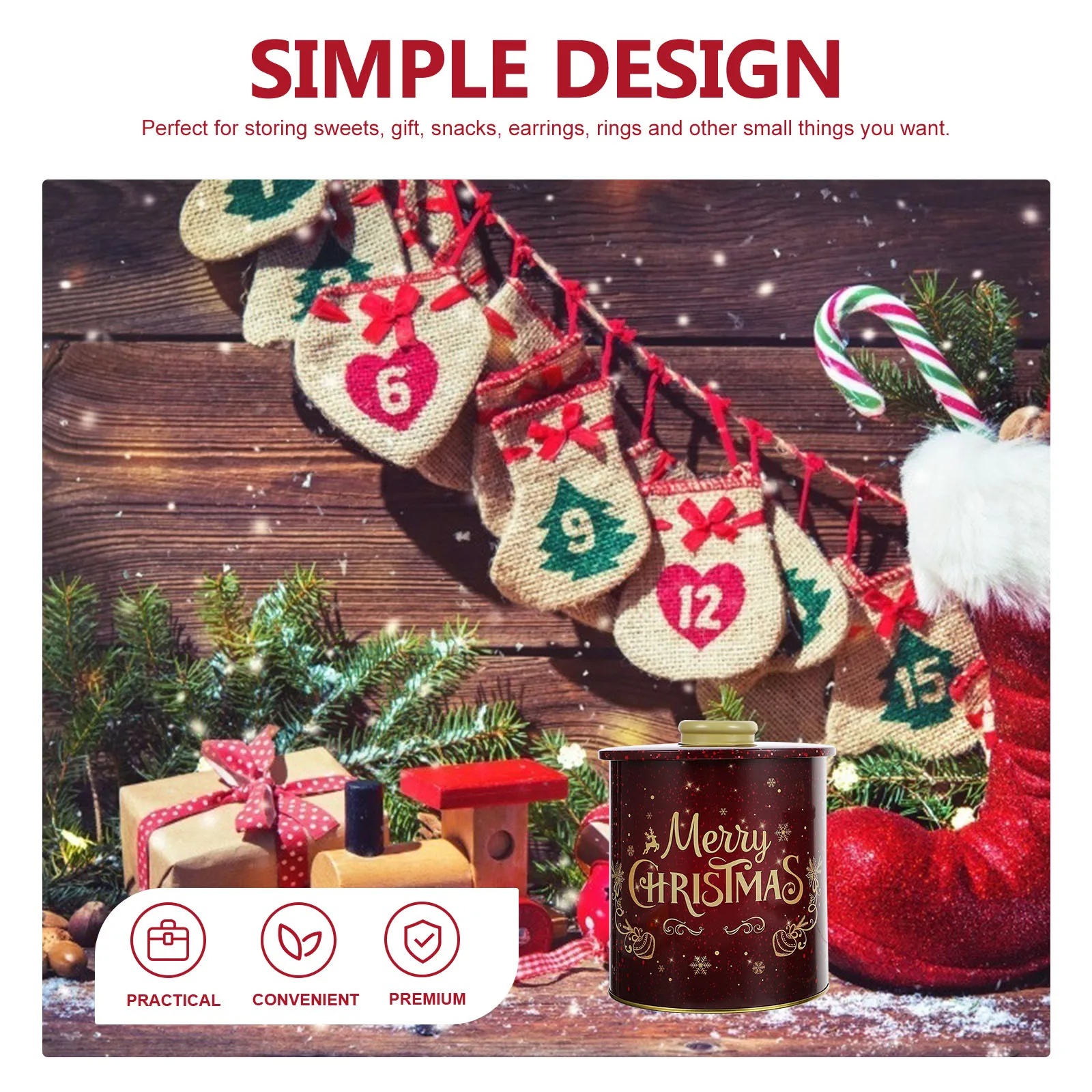 

2pcs Christmas Cartoon Tinplate Storage Jar Candy Case Xmas Gift Party Tin Container Sweet Storage Box Snacks Earrings Trinket