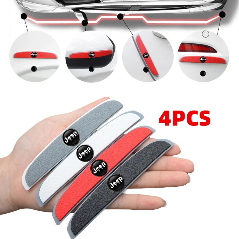 4Pcs Car Door Bumper Strips Silicone Anti-Scratch Stickers Accessories For Jeep Grand Cherokee Compass Patriot Renegade Wrangler