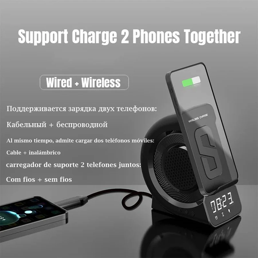 Bluetooth Speaker Wireless Charger USB Charging Portable Charger For Mobile Phone Music Stereo Subwoofer Speakers Column Box Mic