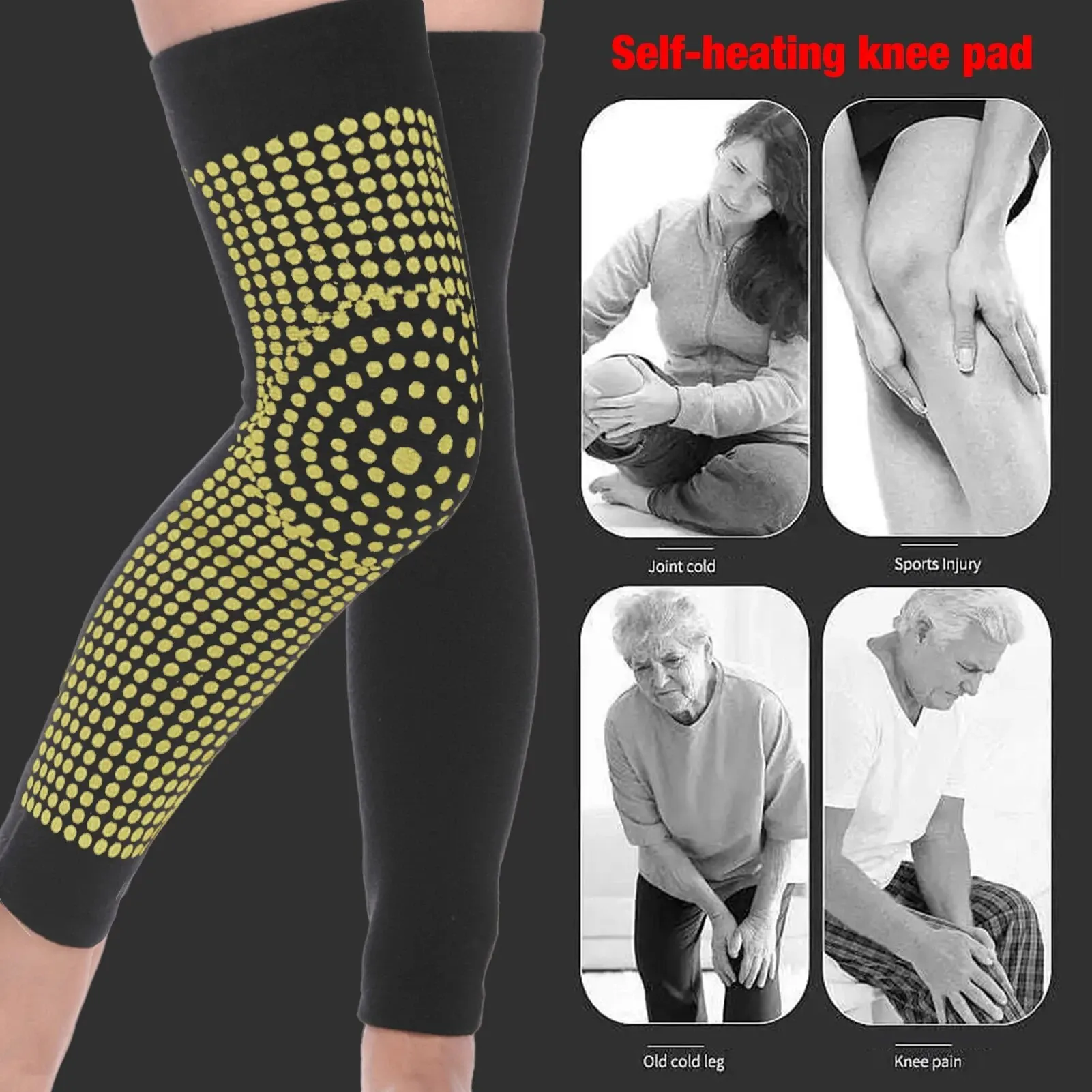 Pair Dot Heating Knee Pads Brace Sports Kneepad Tourmaline Knee Support For Arthritis Joint Pain Relief Recovery Unisex