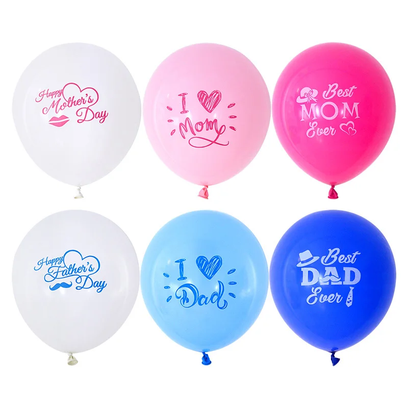 10pcs Happy Father\'s Day Mother\'s Day Balloons I Love You Best Mom Best Dad Latex Balloon For Birthday Party Decor Mother Gifts
