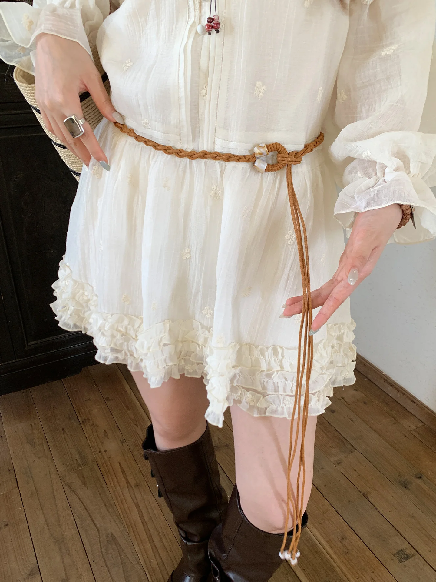 Ethnic Style Handmade Woven Beaded waist Rope Women's Bohemian High-End Waist Belt For Dress Decoration