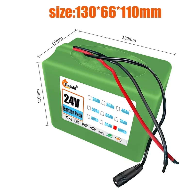 2024 100% Brand New Original Scooter Battery, 6S7P 24V 100Ah Rechargeable Lithium Battery, Customized Plug with BMS System