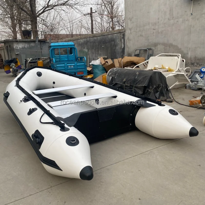 

Hot Sale Aluminium Floor PVC Hull Rigid Inflatable Rubber Boat Tender Rowing Boat 12.5feet