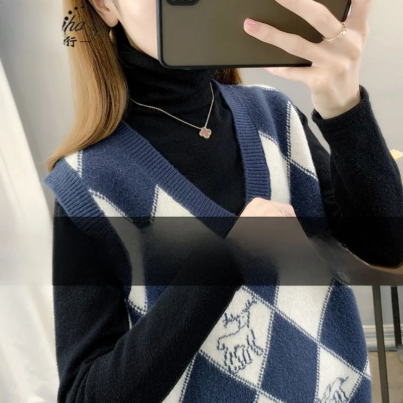 

Women's Knitted Vest Loose V-Ne Tassel Spring Autumn Faionable Top Korean Sle Commute Pattern Casual Outerwear