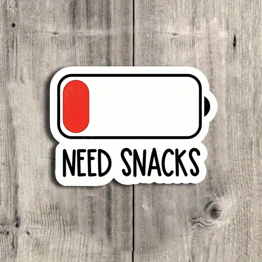 

3-Inch "Need a Snack" Low-Power Emoji Sticker - Suitable for Laptops, Water Bottles, Diaries, and Snack Drawers