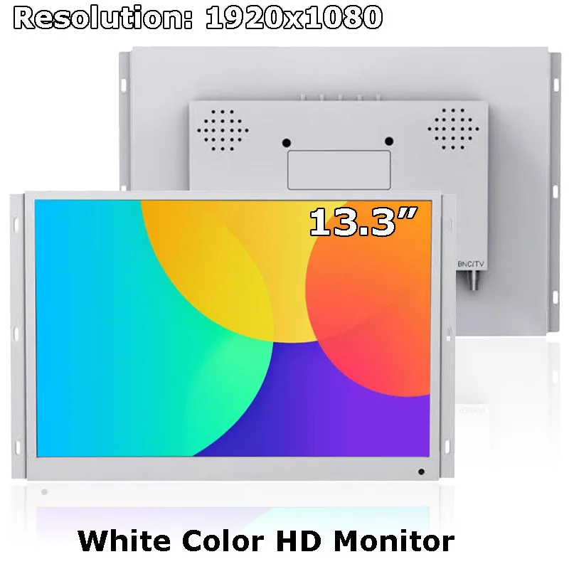 저렴한 오픈 프레임 금속 케이스, 라즈베리 파이 터치 스크린 모니터, 화이트 컬러, 1920x1080, 13.3 인치