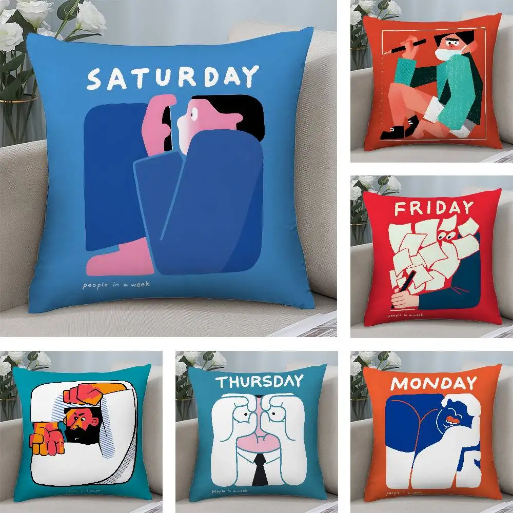 

Домашний декор, еженедежные люди, иллюстрация, наволочка с рисунком, чехол для подушки, подходит для дивана, спальни, автомобиля, наволочка