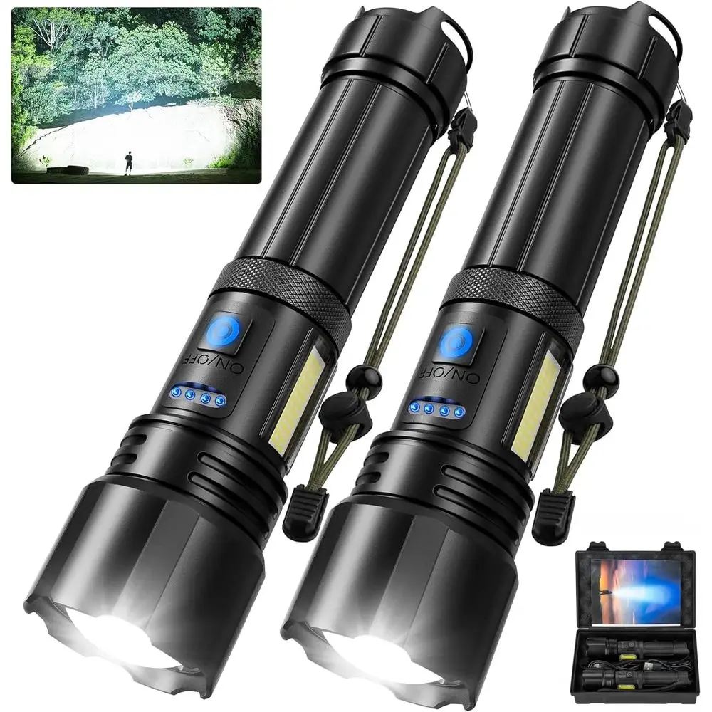 

Rechargeable High-Lumens LED Flashlights, 99,000 LM Brightness, USB Charging, Waterproof Handheld Lights for Home, Camping, and