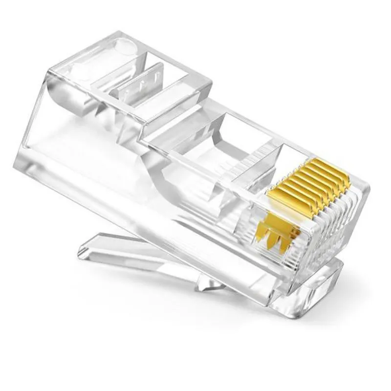 50 PCs RJ45 Connector Cat6 Connector Network Unshielded RJ45 Perforated Crystal Head Network Cable