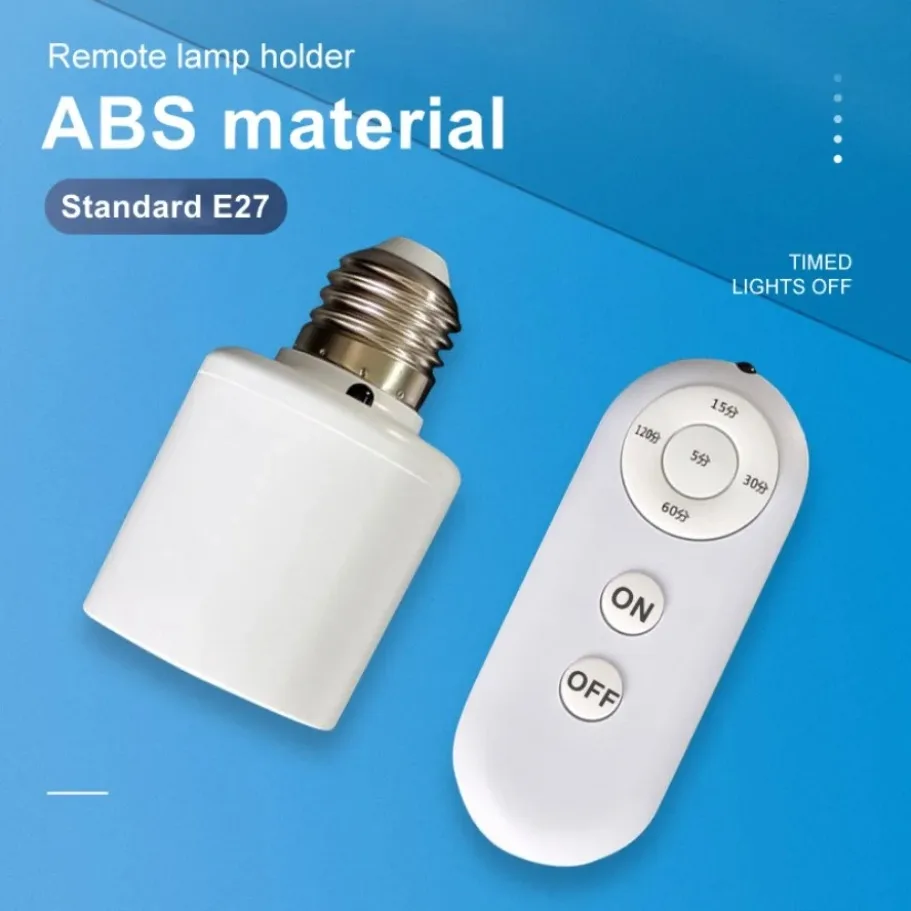E27 Smart Wireless Remote Control Light Bulb Socket Timer Switch Lamp Base Adapter AC 110V-240V for Smart Home Automation ﻿