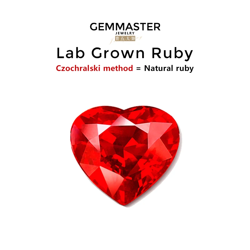 

Heart lab grown ruby Pigeon blood vivid ruby Czochralski method lab ruby with AGL certificate VVS 1ct 2ct 3ct loose ruby