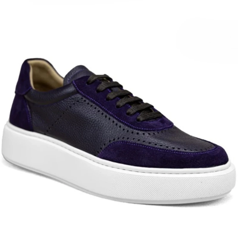 Genuine Leather Casual Board Shoes for Men's Luxurious Deerskin Breathable Comfortable Soft Sole Fashion Height Increasing Shoes