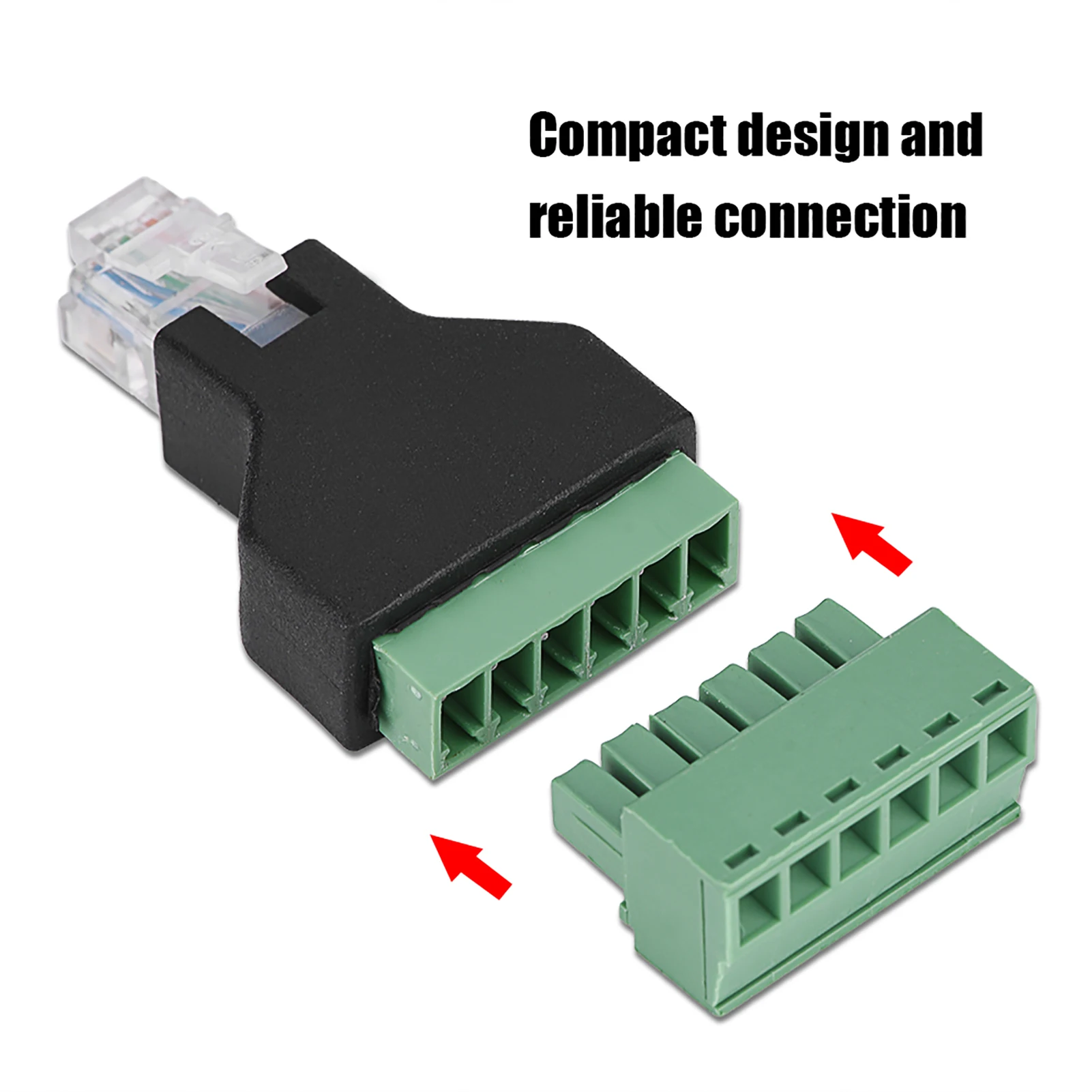 1Pcs Ethernet RJ12 6P6C Male to 6 Pin Screw Terminals Adapter Connector N