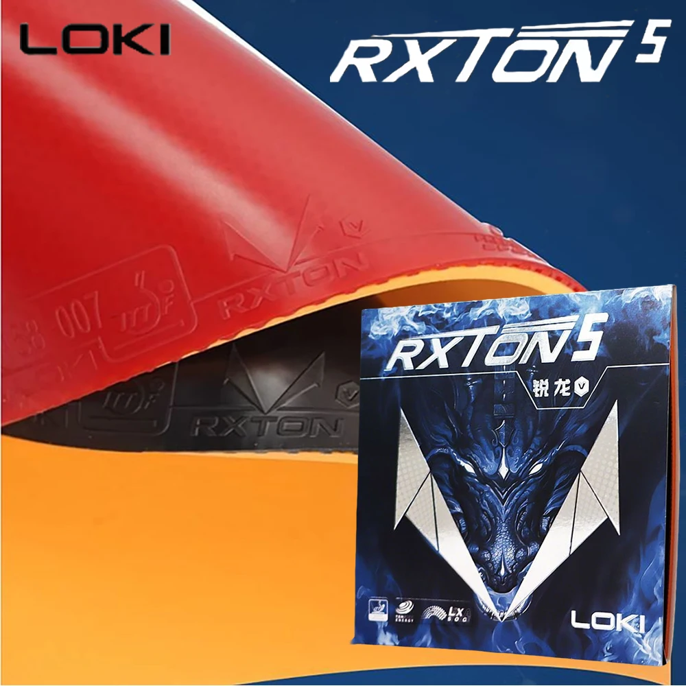 Goma de Tenis de Mesa LOKI RXTON 5 de Alta Elasticidad, Goma Adhesiva Roja y Negra para Ping Pong con Puntos en Esponja de Alta Densidad