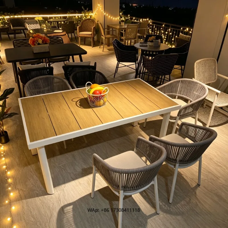 Nordic Bamboo Modern Design Outdoor Dining Chair with Single Backrest for Hotel Terrace Courtyard Home Balcony