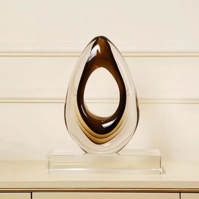 Luxury Paris Art Glass Ornament for Living Room Dining Table Decor Elegant Glazed Sculpture Home Entrance Countertop Display