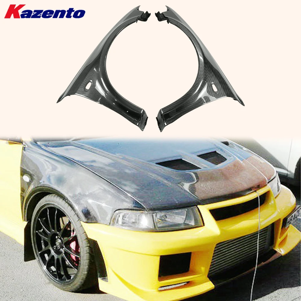 

For Mitsubishi Evolution EVO 5 6 OEM Style Carbon Fiber Front Fender Pair
