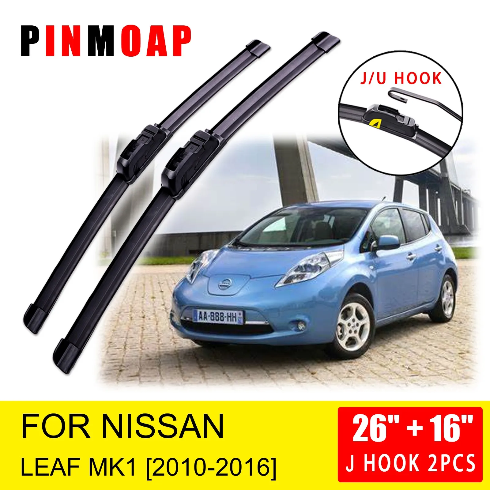 For Nissan Leaf MK1 2010 2011 2012 2013 2014 2015 2016 Front Wiper Blades Brushes Cutter Accessories   U J Hook