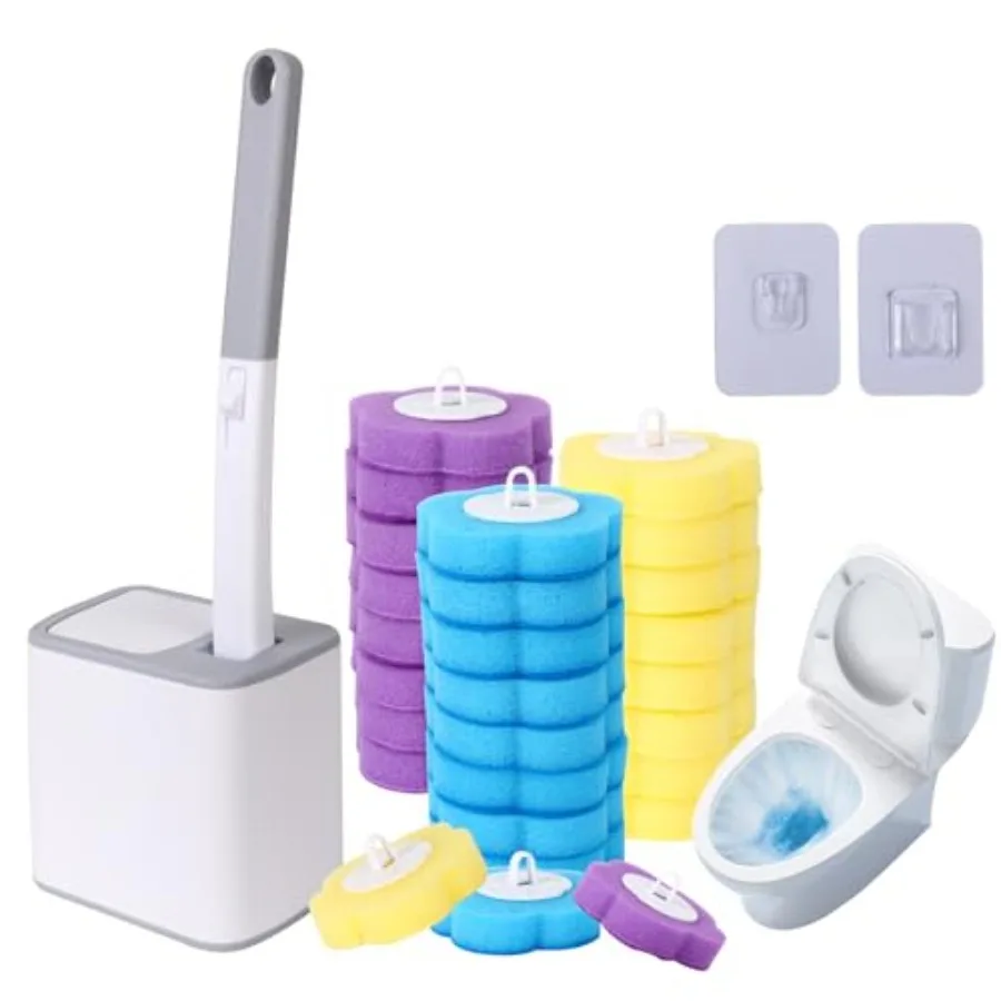 

Disposable Toilet Brush Toilet Bowl Cleaning System Powerful Cleaning Disposable Toilet Cleaner with 24 Toilet Wand Refills for