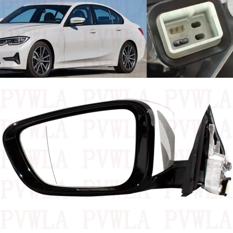 Car Rear view Mirror For BMW G20 G28 2019 2020 2021 2022 2023 Left Side 5 Pins White Heated Power Adjust Memory Power Fold