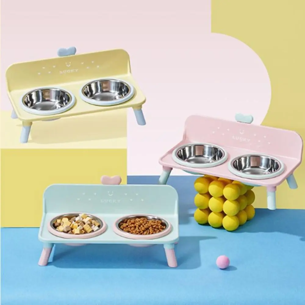 Edelstahl-Haustier-Hochfußnapf mit Herzform, Doppelnapf mit Nackenschutz, Hundewasserschale mit Spritzschutz und Rutschfester Oberfläche – Detail 7
