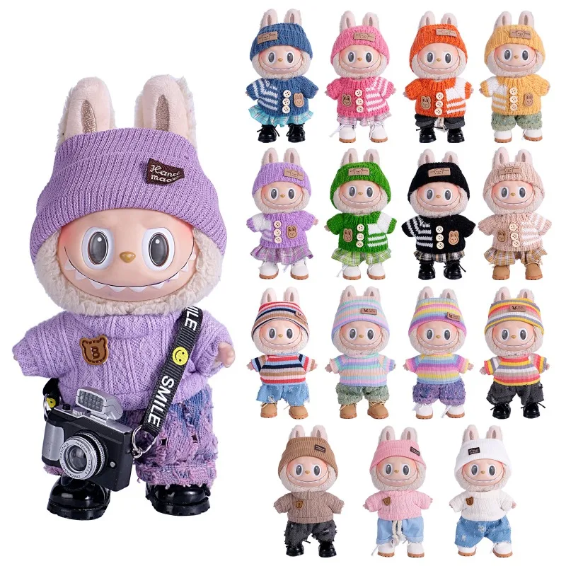 17cm Cute For Labubu Doll Clothing Sweater Set Clothing Shoes Doll DIY Accessories Training Sitting Party Games Toys Gifts